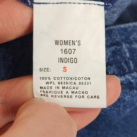 Woolrich Overalls Womens Small Denim Jean Shorts Romper 90s Shortalls Casual - Picture 8 of 11